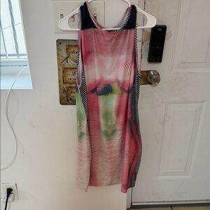 SHEIN Pink and Green Sleeveless Mini Dress